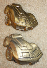 Lot of 2 Vintage 1970s Brass Corvette Car Belt Buckles 3 1/2" Wide