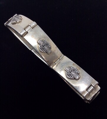 silver925 HARLEY-DAVIDSON IDブレスレット Harley-Davidson Men's Willie G Skull Steel ID Curb Link