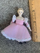 Vintage style Miniature Bisque + Cloth Artist Doll-3" Dollhouse Rag Doll #2