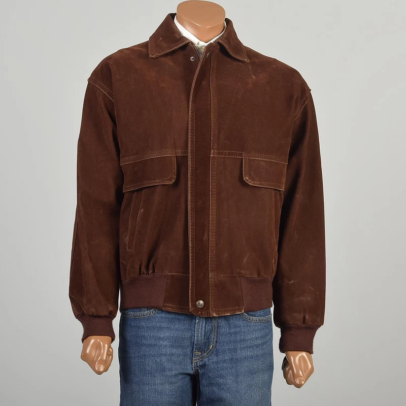  1990s velveteen bomber long sleeve pocket collared jacket