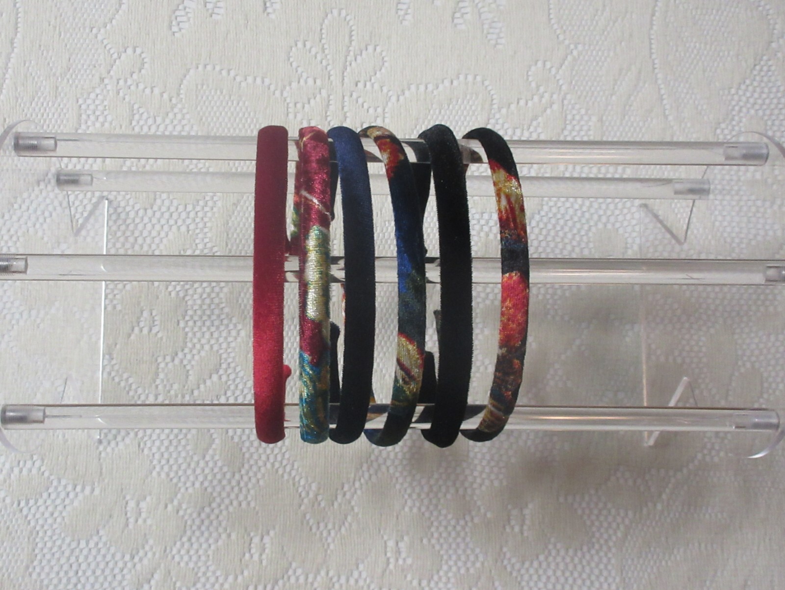 Handmade Narrow Skinny Preppy Boho Solid Floral Crushed Velvet Headband Lot 6pc