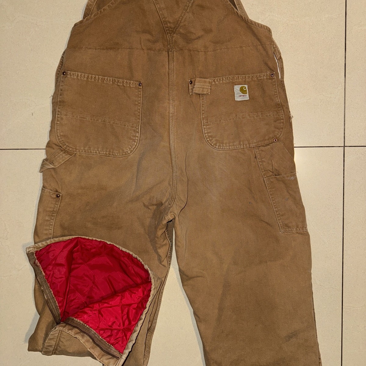 Vtg-CARHARTT Canvas Double Knee Lined BIB OVERALLS Mens