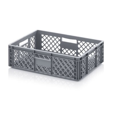 Produktbild von Cateringkiste 60x40x17 Cm Durchbrochen – Bäckereikiste Euro-Größe Aus Grauem Kunststoff (kistenkind)
