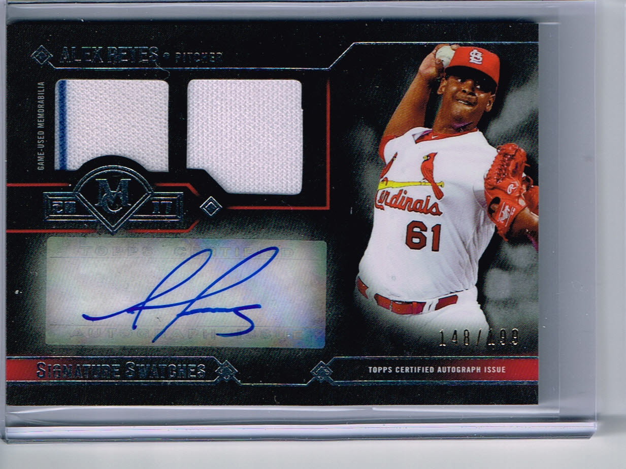 ALEX REYES 2017 TOPPS MUSEUM AUTOGRAPH DUAL JERSEY # 148/199 ST LOUIS ...