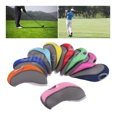 10Pcs Quality Golf Club Protective Iron Head Cover Neoprene Wedge Sock Headcover