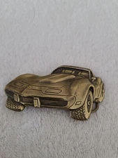 Brass Corvette belt buckle The Great American Buckle Co #266 Copyright 1979