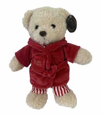 FAO Schwarz Plush Toy Beige Bear in Red Striped Pajamas And Red Robe 12 New NWT