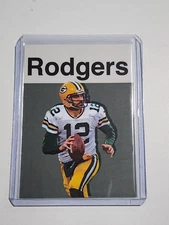 Aaron Rodgers Artist Signed Football Art Card 2/10