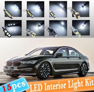 15-pc White Canbus LED Interior Light Package Kit Fit 10-15 BMW 5Series ...