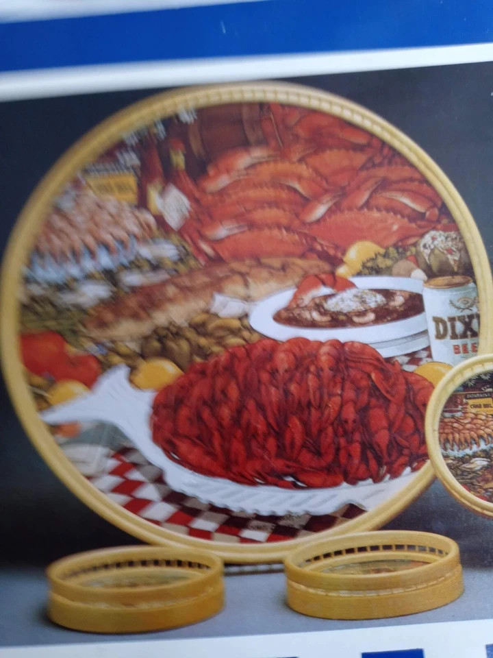 NOS 80s NEW ORLEANS D.H. Holmes BAYOU BANQUET TRAY DIXIE BEER Tabasco coaster - Image 2 of 4