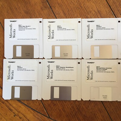 Tandy Microsoft Works 6 Discs (3 1/2'' Disks) 1987-1991