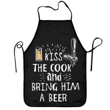 Kiss The Cook And Bring Him A Beer Apron Funny Grilling Graphic Mens BBQ Bib