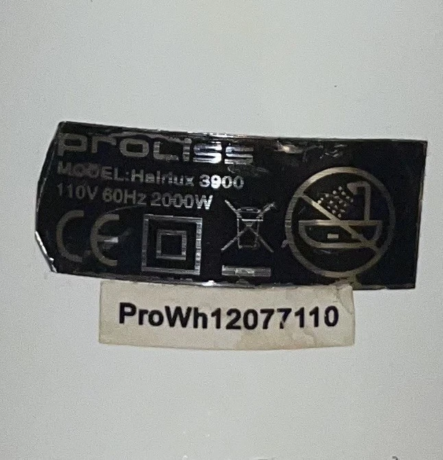 Secador PROLISS HairLux 3900 blanco 2 velocidades con cable profesional de 9 pies. Foto 4 de 4