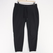 Athleta Midtown Pants Womens 10 Black Ankle Drawstring Reflective Featherweight