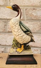 10" Vintage Ceramic Pintail Duck on Brown Stand