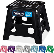 Folding Step Stool 13 Inch, Black, Non-Slip Holds 300 Lbs