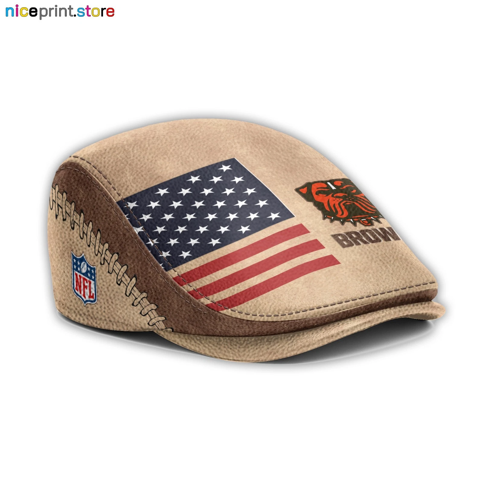 Leather Cap Cleveland Team Browns Jeff Cap football Driver Cap Golf Cap football Flat Cap