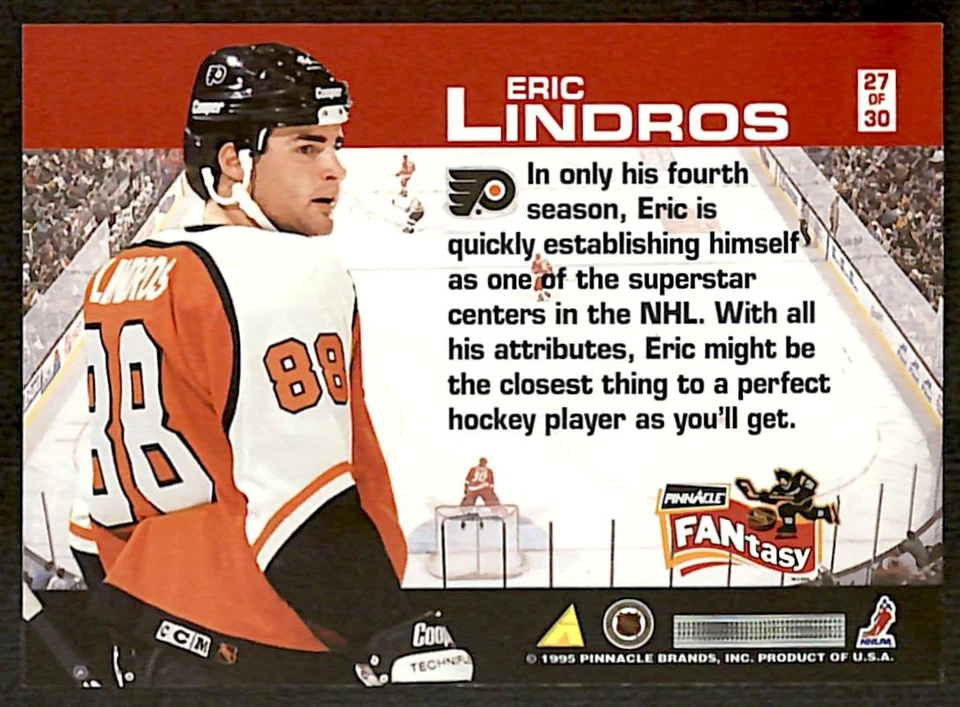 1995-96 Pinnacle FANtasy #27 Eric Lindros Philadelphia Flyers - Image 2 of 2