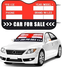 for Sale Sign Vehicle Windshield Sun 48 x 27.5 Inches, red, black, white 