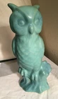 OWLS! Van Briggle Pottery OWL Turquoise Ming Blue 9.75" tall figurine w/paper