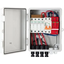 VEVOR PV Combiner Box, 4 String with 15A Rated Current Fuse, 63A Circuit Breaker