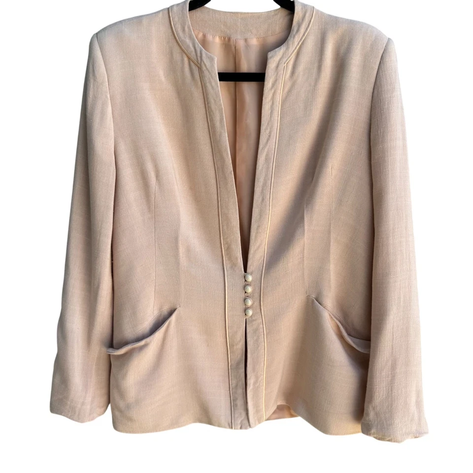 Conjunto Blazer Falda Plisada Daniele O By Tahari Vintage Mujer Mezcla Seda M Foto 2 de 4