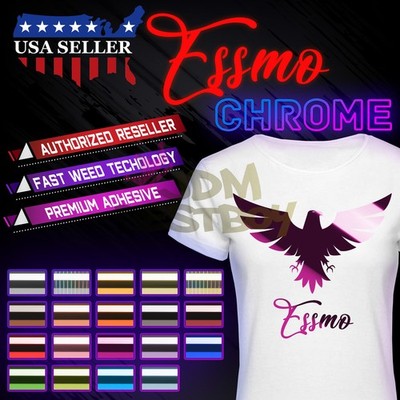 Essmo  Chrome Heat Transfer Vinyl HTV T-Shirt 10'' Iron Heat Press Easy To Weed