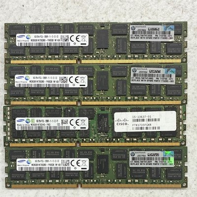 Lot of 4 Samsung 8GB 2Rx4 PC3L-12800R DDR3L-1600MHz Server RAM M393B1K70QB0-YK0