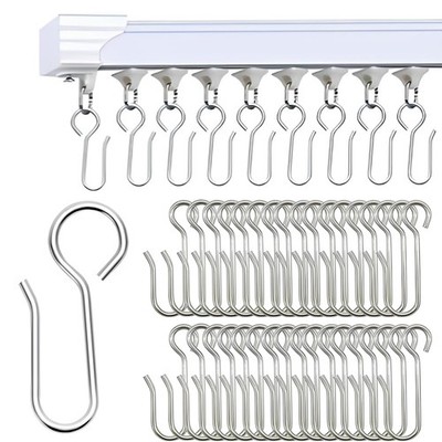 Urbanred Iron Curtain Track Hooks, S-Shape,Heavy-Duty Metal Ceiling Curtain Trac