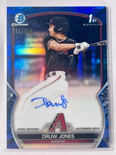 2023 Bowman Chrome Druw Jones 1st Bowman Blue Crater Refractor Auto /150