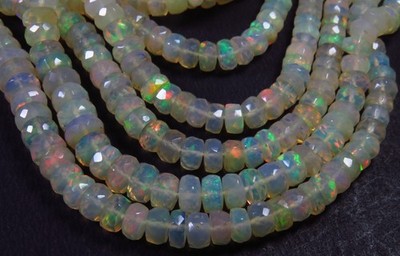 Äthiopische Opal Full Flash Edelstein Facettiert Rondell Perlen 12.7cm 3.5-6mm