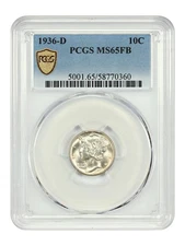 1936-D 10C PCGS MS65FB - Mercury Dime