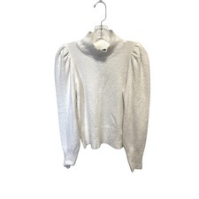 Express Womens Ivory Mock Neck Puff Sleeve Knit Sweater XS New With Tags