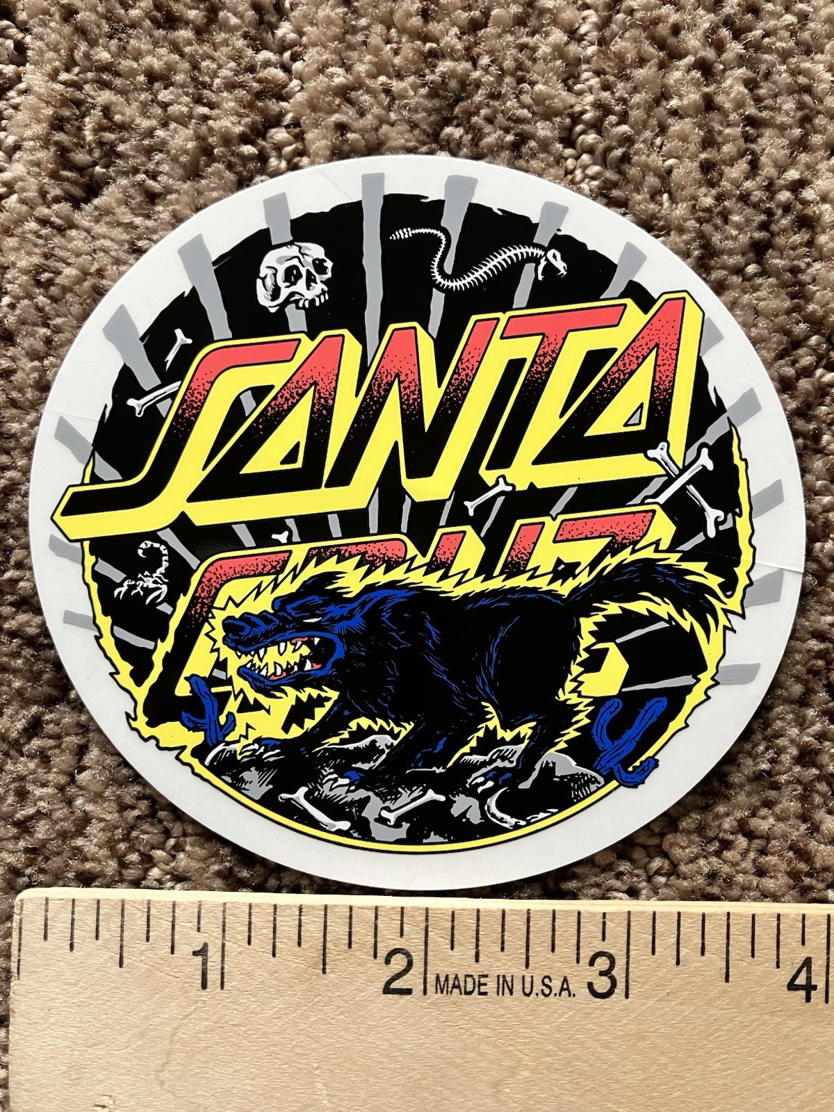 Santa Cruz Kendall Wolf Skateboard Sticker 4" OEM