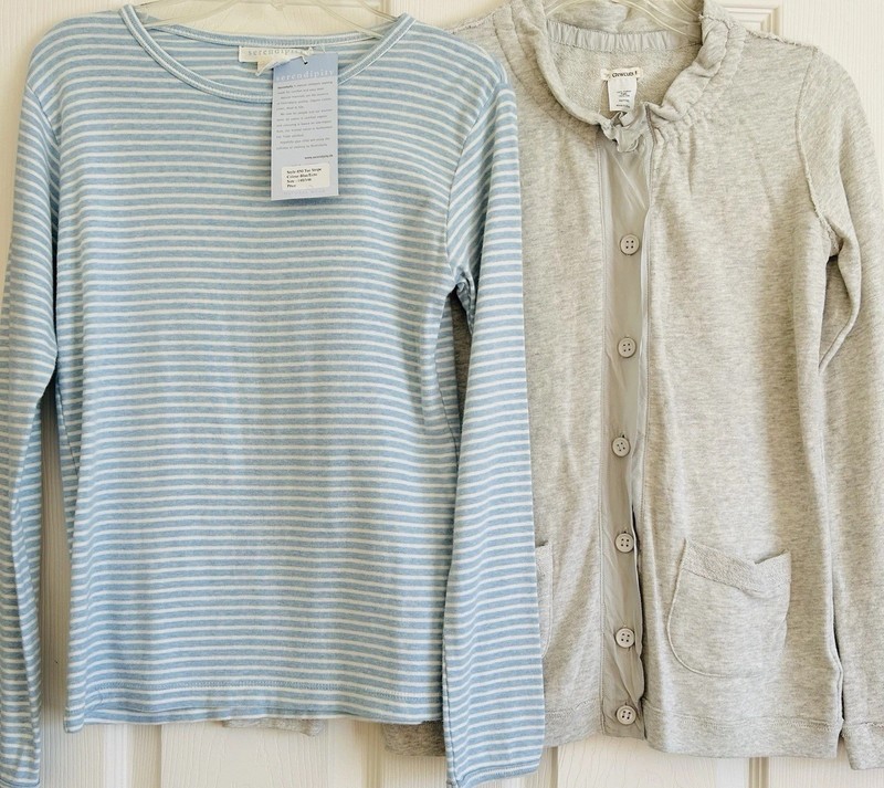Crewcuts Cardigan Silk Trim NWT Serendipity Striped Shirt 2 Pc Lot  11-12 $97.50