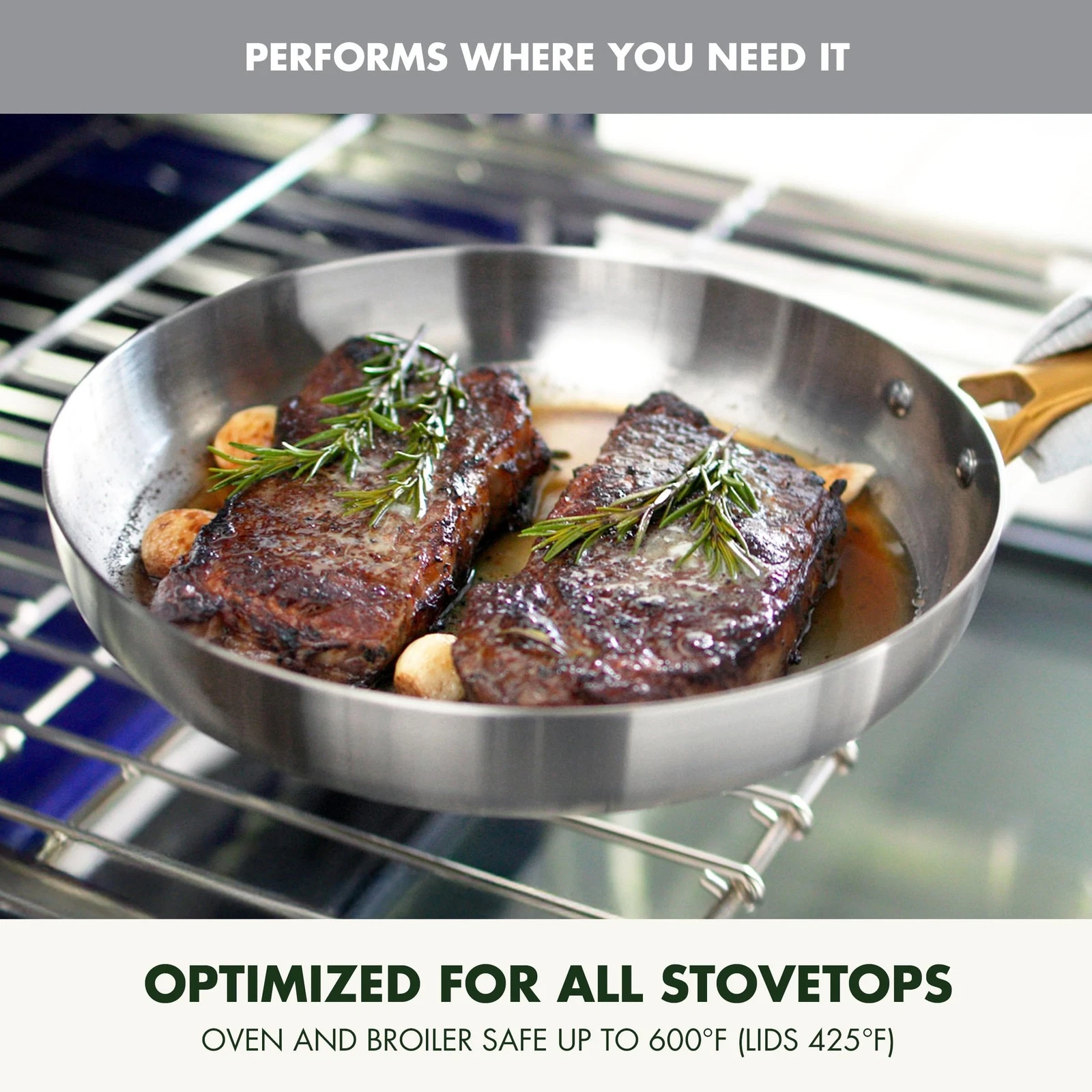GreenPan Stainless Steel Tri-Ply Reserve Frying Pan Skillet - Thumbnail 5