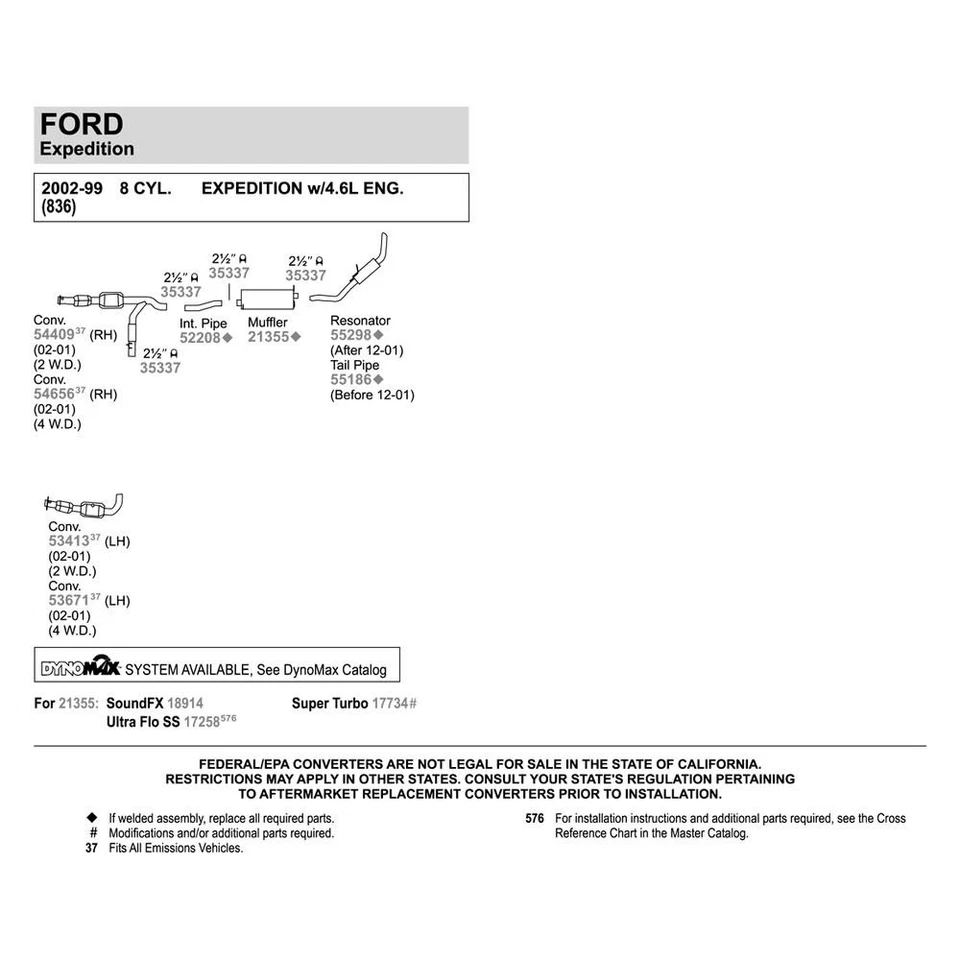 For Ford Expedition 1999-2001 Walker Aluminized Steel Exhaust Tailpipe Foto 4 de 4