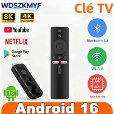 Clé TV Android 16 4K 8K UHD 8Go 128Go WiFi 6 Bluetooth Netflix dongle HDMI