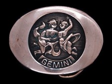 TB05145 VINTAGE 1976  GEMINI  ASTROLOGY ZODIAC COMMEMORATIVE BELT BUCKLE