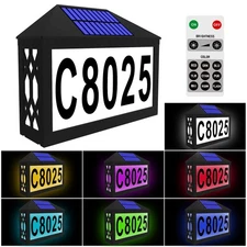 Solar House Numbers, Lighted Solar Address Number with Remote Control, Waterp...