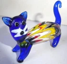 Murano Style Art Glass Cat Figurine Hand Blown Millefiori