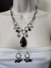 LIA SOPHIA CROSSHATCH NECKLACE & EARRING SET - SILVER TONE 18-21" LONG — photo 2