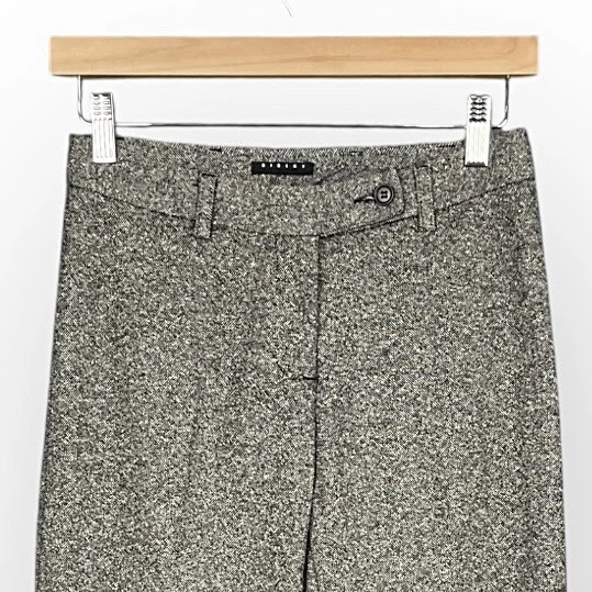 Pantalones de vestir Sisley minimalista mezcla de lana pierna ancha tweed para mujer 2 pantalones carrera Foto 2 de 4