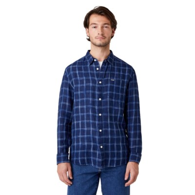Wrangler - Check Pocket Shirt Worker Button Down Limoges Blue - M