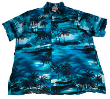VTG RJC Hawaiian Shirt Men's 2X Palms Surfers Breathable Button Up USA Made