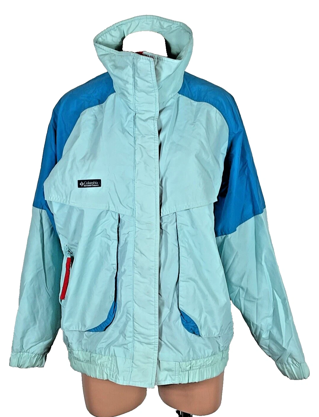 Columbia Sportswear POWDER KEG light blue Snow Ski Winter full zip Jacket L Vtg