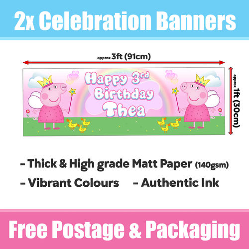 Personalised Pepper Banners Birthday / Celebration - Any Name & Age x 2 - Picture 2 of 6