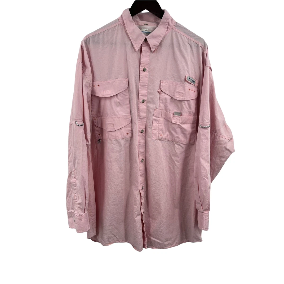 Columbia PFG Men's Fishing Shirt Long Sleeve Pink Size 2XL