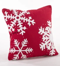 Pillow Christmas Snowflake Throw Snowflakes Red Holiday New Decor Winter Beaded