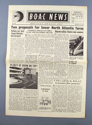 BOAC NEWS AIRLINE STAFF ZEITUNG NR.232 - 23. AUGUST 1963 NORDATLANTIK TARIFE